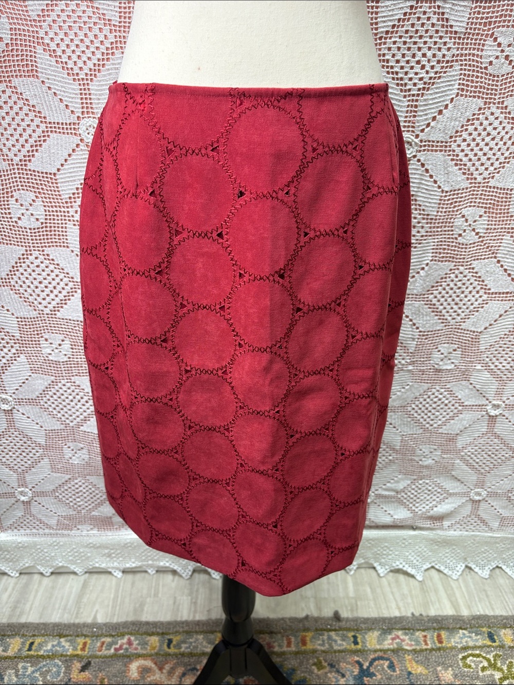 Vintage Coldwater Creek | Red Circle Patchwork Skirt - Picture 8 of 8
